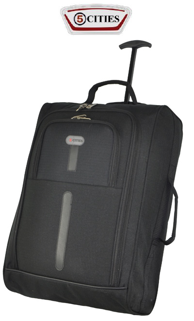 5 Cities Cabin Suitcase Trolley Bag 55cm - Black