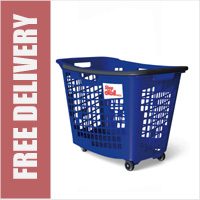 55 Litre Horizontal Shopping Basket with 4 Wheels - Blue