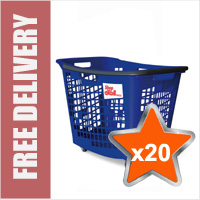 20 x 55 Litre Horizontal Shopping Basket with 4 Wheels - Blue