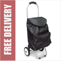 Arezzo Limited Edition Small Petite 2 Wheel Shopping Trolley with Front Pocket Plain Black