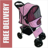 Deluxe 4 Wheel Pet Stroller Blossom Pink