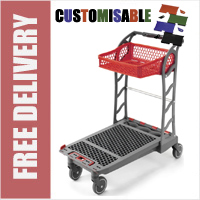 Flatbed Two Tier Trolley with Foldable 35 Litre Top Basket (DIY/Garden Centre)