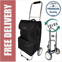 Lorenz Sorrento Folding / Collapsible Frame Premium 2 Wheel Compact Shopping Trolley with Large Front Pocket