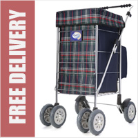 Marketeer Deluxe Swivel 6 Wheel Shopping Trolley Green Check