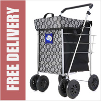 Marketeer Stroller Swivel 6 Wheel Shopping Trolley Black/Grey