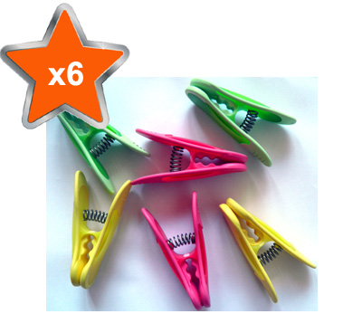 6 x Super Deluxe Jumbo Clothes Line Pegs with Rubber Grip