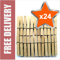 24 x Traditional Wooden Clothes Line Pegs
