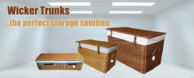 Wicker storage trunks