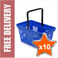 10 x 24 Litre Plastic Hand Baskets (Blue)