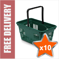 10 x 24 Litre Plastic Hand Baskets (Green)