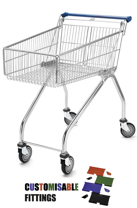 100 Litre New Shallow Wire/Metal Supermarket Shopping Trolley