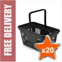 20 x 24 Litre Plastic Hand Baskets (Black)