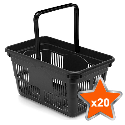 20 x 24 Litre Plastic Hand Baskets (Black)