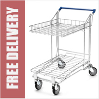 27 Litre DIY/Garden Centre Wire/Metal Two Tier Flatbed Trolley With Shallow Basket