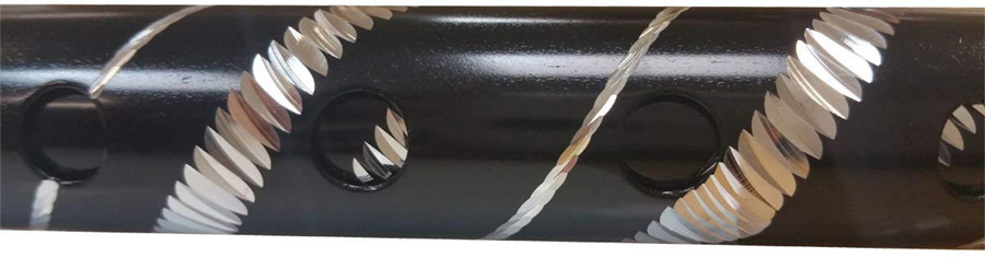 Deluxe Black with Silver Etched Engraved Flecked Stripes Pattern Ladies Adjustable Walking Stick - 23