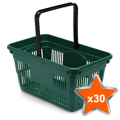 30 x 24 Litre Plastic Hand Baskets (Green)