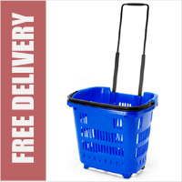 34 Litre Shopping Basket On Wheels - Blue