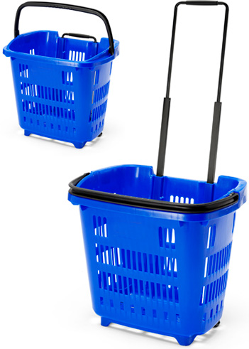 Shopping Basket On Wheels - Blue