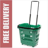 34 Litre Shopping Basket On Wheels - Dark Green