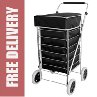 Colorado Premium 4 Wheel Shopping Trolley with Adjustable Handle Plain Black