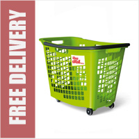 55 Litre Horizontal Shopping Basket with 4 Wheels - Green
