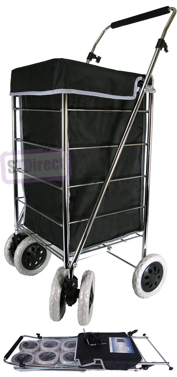Alaska Premium 6 Wheel Swivel Shopping Trolley with Adjustable Handle Black with Grey Trim #1