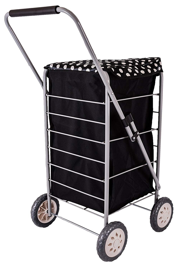 Stafford 4 Wheel Shopping Trolley Black with White Polka Dots #2