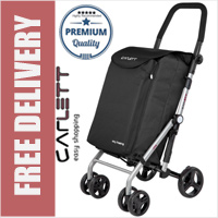Carlett Lett430C Practical Deluxe Folding 6 Wheel Swivel Shopping Trolley with Park Brake and Isothermal Cooler Compartment Black
