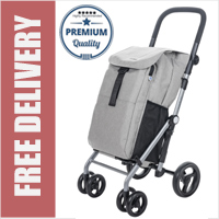 Carlett Lett430C Classic Duo Practical Deluxe Folding 6 Wheel Swivel Shopping Trolley with Park Brake and Thermal Compartment Ice Grey