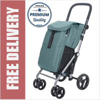 Carlett Lett430C Classic Duo Practical Deluxe Folding 6 Wheel Swivel Shopping Trolley with Park Brake and Thermal Compartment Pine Green