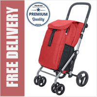 Carlett Lett430C Classic Duo Practical Deluxe Folding 6 Wheel Swivel Shopping Trolley with Park Brake and Thermal Compartment Ruby Red