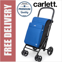 Carlett Lett470 Urban Family Deluxe XL Capacity Folding 6 Wheel Swivel Shopping Trolley with Park Brake Ocean Blue