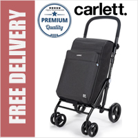 Carlett Lett470 Urban Family Deluxe XL Capacity Folding 6 Wheel Swivel Shopping Trolley with Park Brake Volcano Black