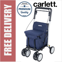 Carlett Lett800M Comfort Move Deluxe Mobility Walk & Sit Folding 6 Wheel Swivel Shopping Trolley Rollator with Seat and Brakes Marine