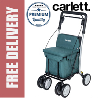 Carlett Lett800M Comfort Move Deluxe Mobility Walk & Sit Folding 6 Wheel Swivel Shopping Trolley Rollator with Seat and Brakes Pine Green
