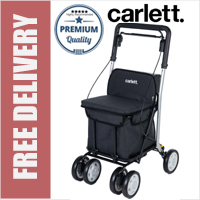 Carlett Lett800M Comfort Move Deluxe Mobility Walk & Sit Folding 6 Wheel Swivel Shopping Trolley Rollator with Seat and Brakes Volcano Black