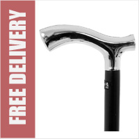 Chrome plated Derby/Escort Walking Stick - Black Shaft