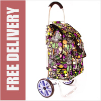 La Rochelle Deluxe 2 Wheel Shopping Trolley with Front and Side Pockets and XL Wheels Vegetable Print