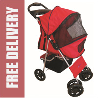 Deluxe 4 Wheel Pet Stroller Flame Red