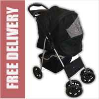Deluxe 4 Wheel Pet Stroller Jet Black