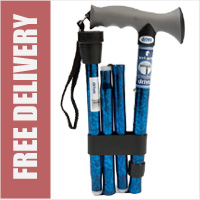 Drive Medical 4 Part Folding Gel Cane Walking Stick Blue