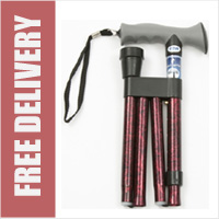 Drive Medical 4 Part Folding Gel Cane Walking Stick Red