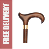Extra Long Tall Derby Wooden Walking Stick Brown (42