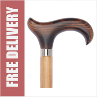Extra Strong Long Tall Derby Wooden Walking Stick Natural Brown (43")