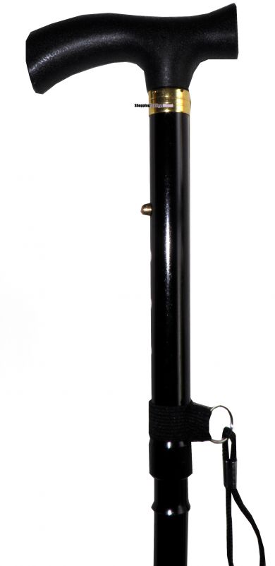 Folding Walking Stick Adjustable Height Travel Portable Secure Non Slip Lightweight Aluminium Metal Black #2