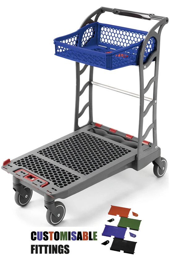 Flatbed Two Tier Trolley with Foldable 35 Litre Top Basket (DIY/Garcen Centre) #2
