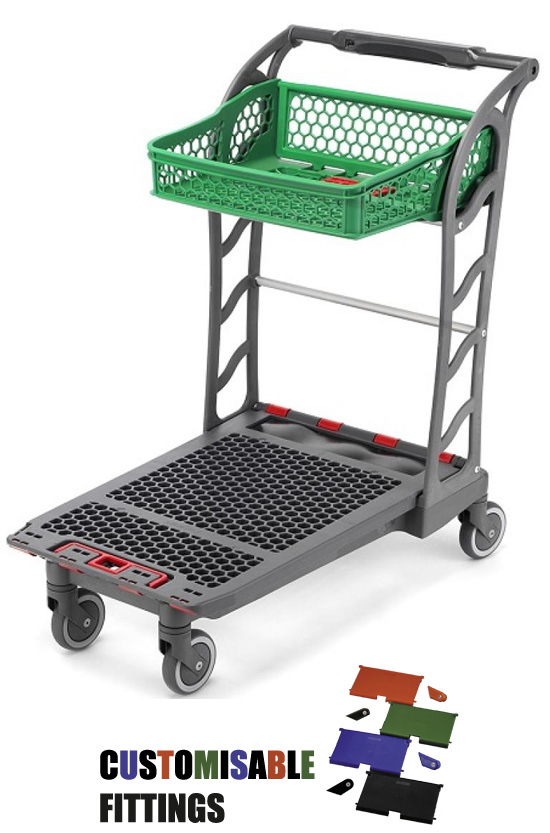 Flatbed Two Tier Trolley with Foldable 35 Litre Top Basket (DIY/Garcen Centre) #3