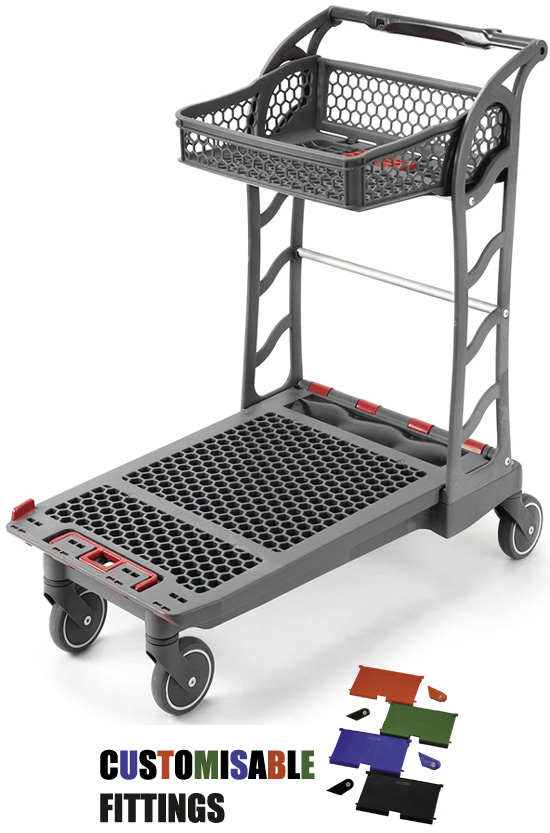 Flatbed Two Tier Trolley with Foldable 35 Litre Top Basket (DIY/Garcen Centre) #4
