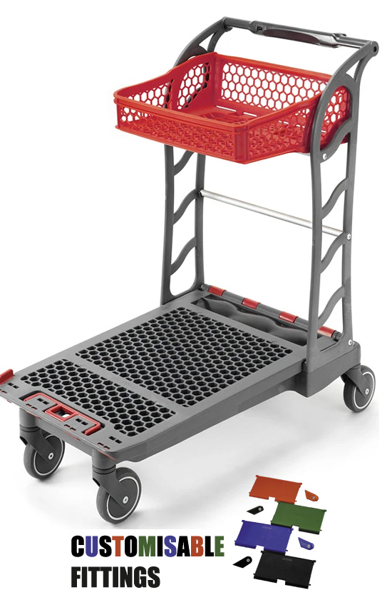 Flatbed Two Tier Trolley with Foldable 35 Litre Top Basket (DIY/Garcen Centre) #1