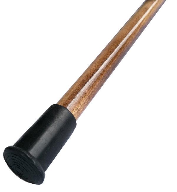 Wooden Scorched Derby Cane With Collar Walking Stick with Natural Wood Stain - 94cm (37